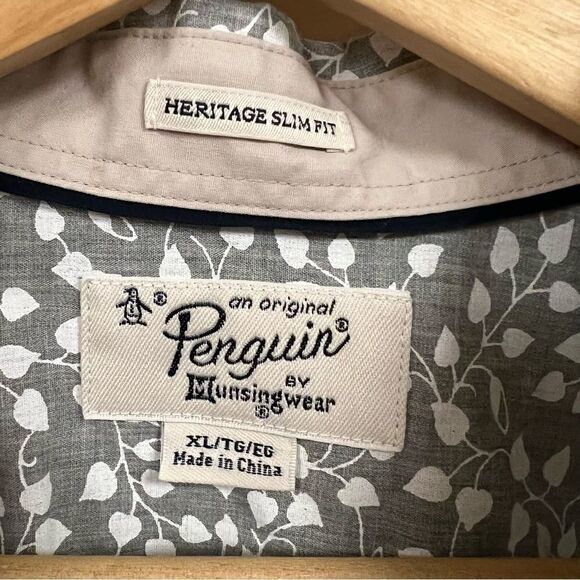 Penguin button down shirt with leaf print size XL - Picture 4 of 6